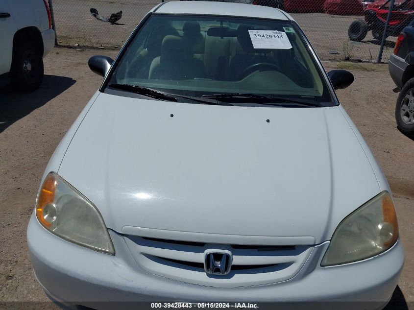 2003 Honda Civic Lx VIN: 1HGEM22563L025309 Lot: 39428443