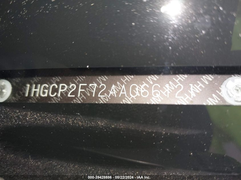 2010 Honda Accord 2.4 Ex VIN: 1HGCP2F72AA066121 Lot: 39428886