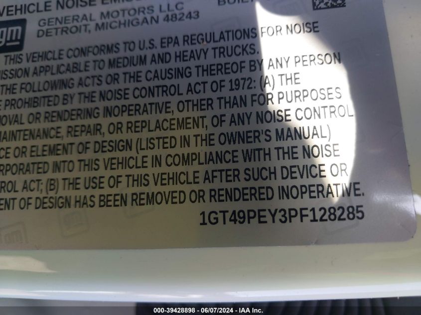 2023 GMC Sierra 2500Hd 4Wd Standard Bed At4 VIN: 1GT49PEY3PF128285 Lot: 39428898