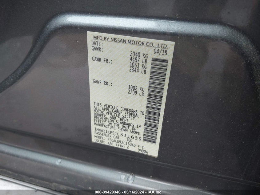 2018 NISSAN LEAF SV - 1N4AZ1CP9JC311635