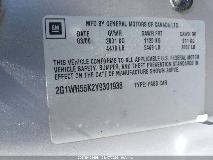 2004 Chevrolet Impala VIN: 2G1WF52E149139072 Lot: 39429498