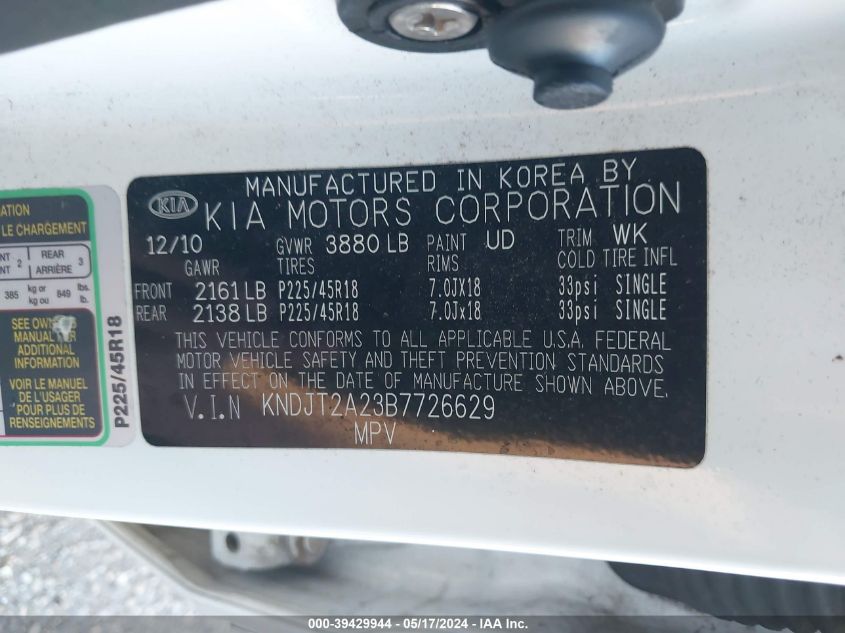 KNDJT2A23B7726629 2011 Kia Soul +