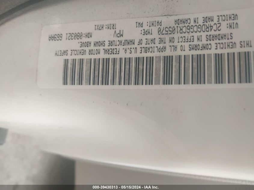 2012 Dodge Grand Caravan Sxt VIN: 2C4RDGCG6CR105570 Lot: 39430313