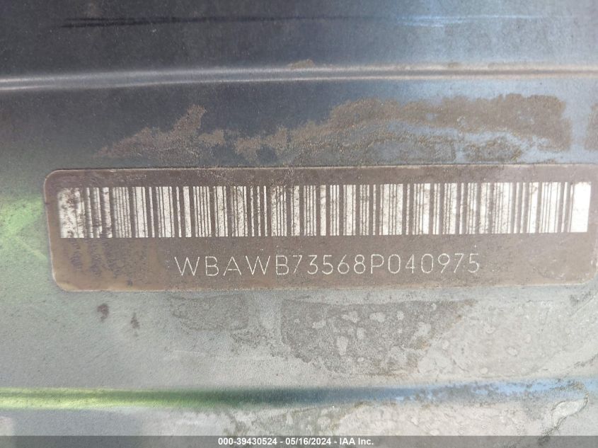 2008 BMW 335 I VIN: WBAWB73568P040975 Lot: 39430524