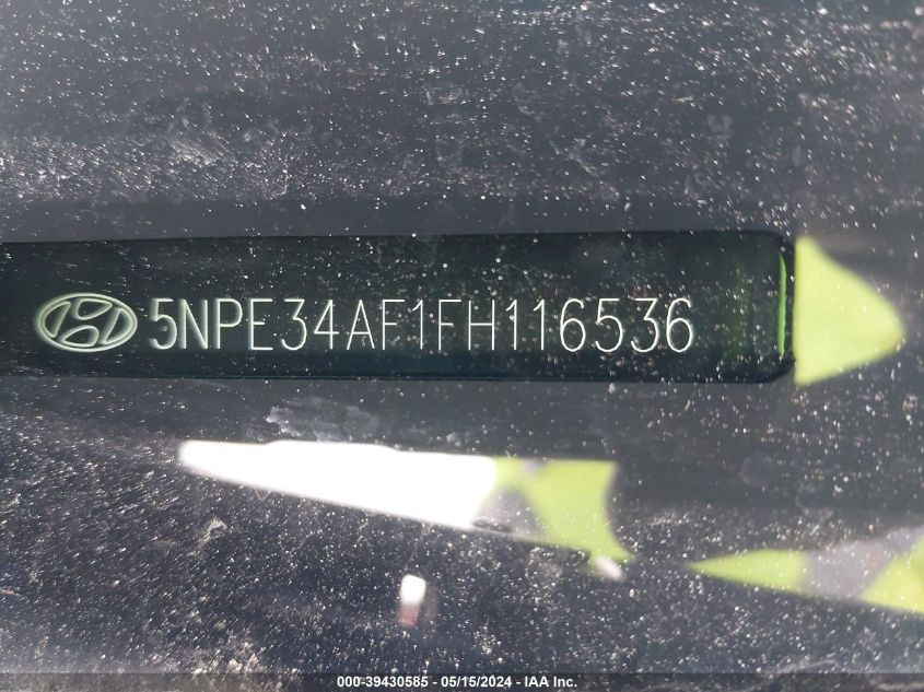 2015 Hyundai Sonata Sport VIN: 5NPE34AF1FH116536 Lot: 39430585