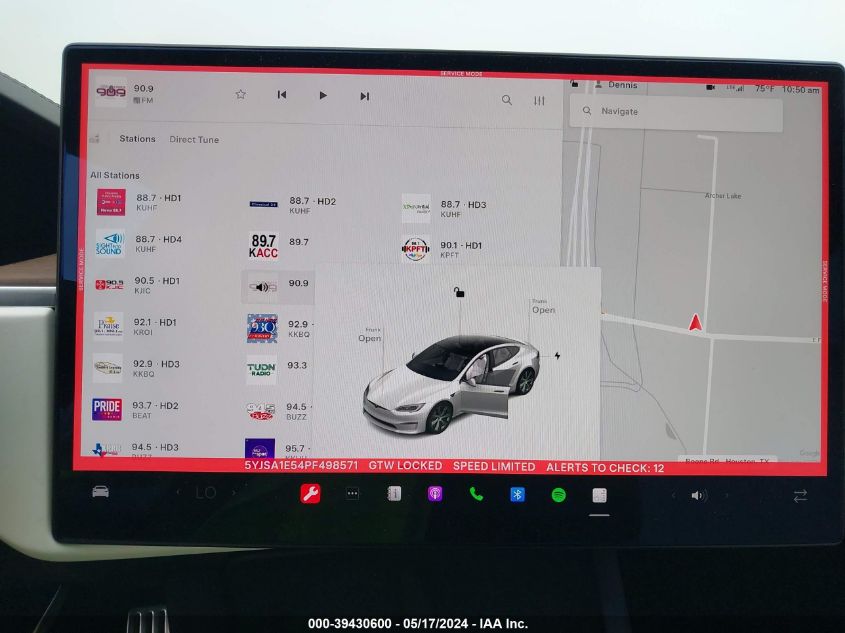 2023 Tesla Model S VIN: 5YJSA1E54PF498571 Lot: 39430600