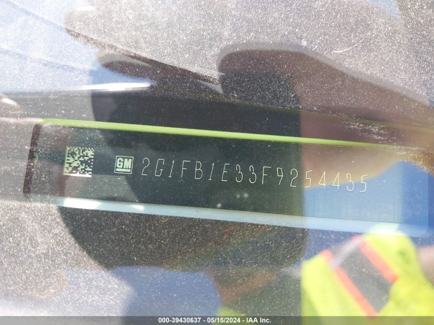 2015 Chevrolet Camaro 2Ls VIN: 2G1FB1E33F9254435 Lot: 39430637