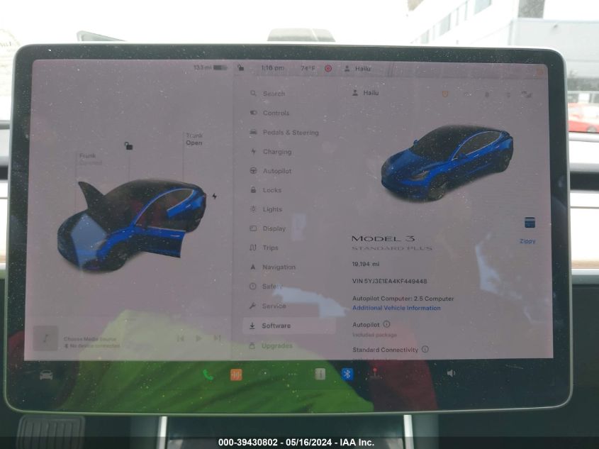 2019 TESLA MODEL 3 LONG RANGE/MID RANGE/STANDARD RANGE/STANDARD RANGE PLUS - 5YJ3E1EA4KF449448