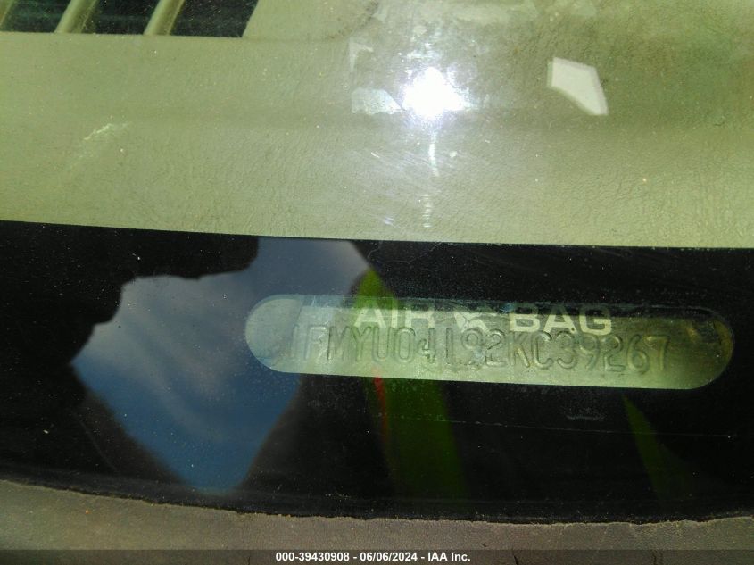 2002 Ford Escape Xlt VIN: 1FMYU04192KC39267 Lot: 39430908