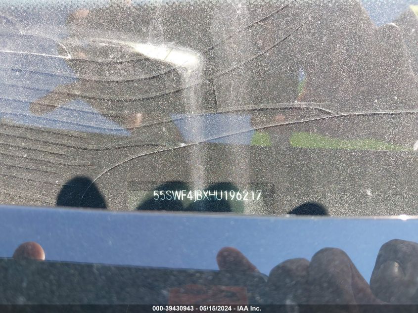 2017 Mercedes-Benz C 300 Luxury/Sport VIN: 55SWF4JBXHU196217 Lot: 39430943