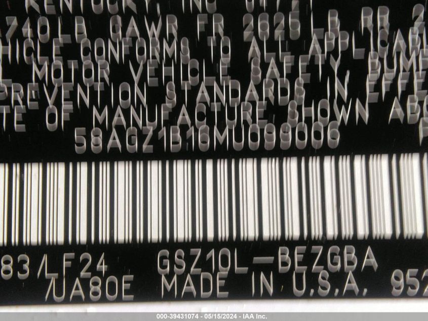 2021 Lexus Es 350 F Sport VIN: 58AGZ1B16MU099006 Lot: 39431074