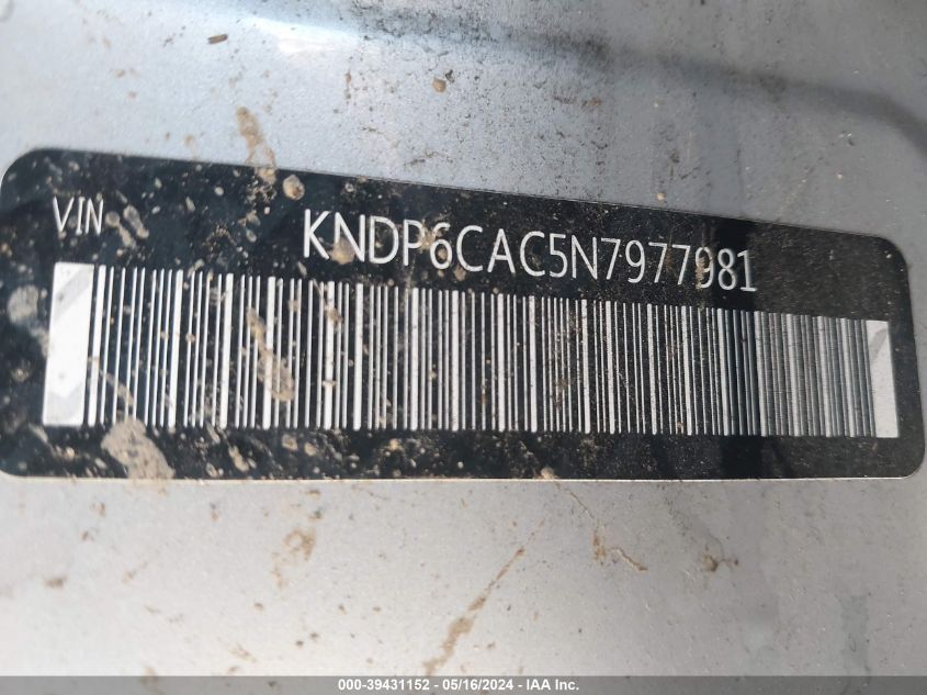 2022 Kia Sportage Nightfall Edition VIN: KNDP6CAC5N7977981 Lot: 39431152