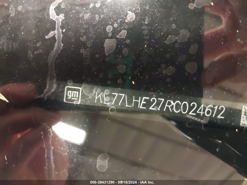 2024 Chevrolet Trax Fwd Lt VIN: KL77LHE27RC024612 Lot: 39431290