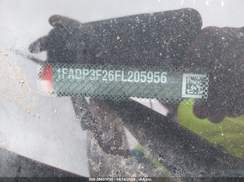 2015 Ford Focus Se VIN: 1FADP3F26FL205956 Lot: 39431730
