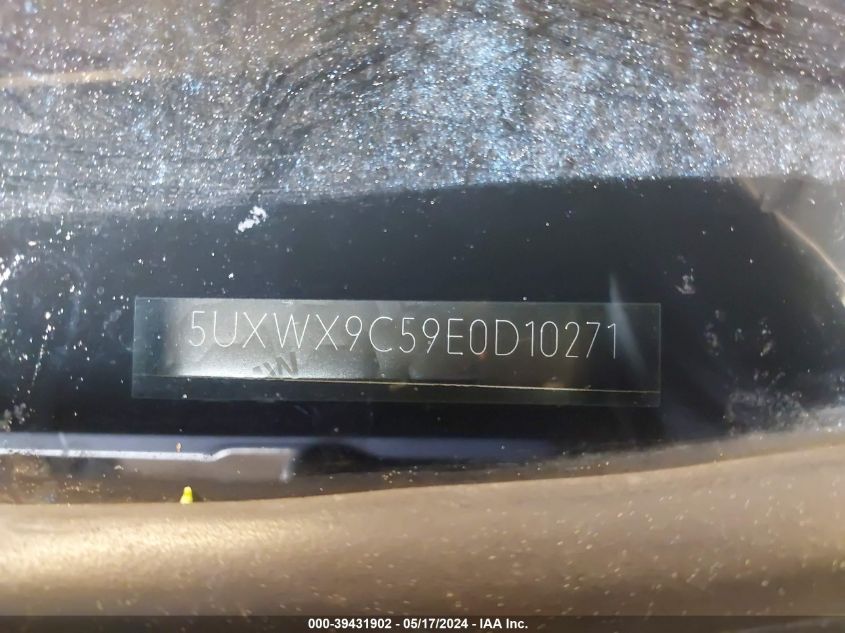 2014 BMW X3 xDrive28I VIN: 5UXWX9C59E0D10271 Lot: 39431902