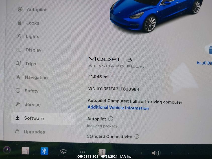 2020 Tesla Model 3 Standard Range Plus Rear-Wheel Drive/Standard Range Rear-Wheel Drive VIN: 5YJ3E1EA3LF630994 Lot: 39431921