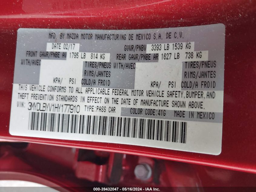 2017 Toyota Yaris Ia VIN: 3MYDLBYV1HY177910 Lot: 39432047