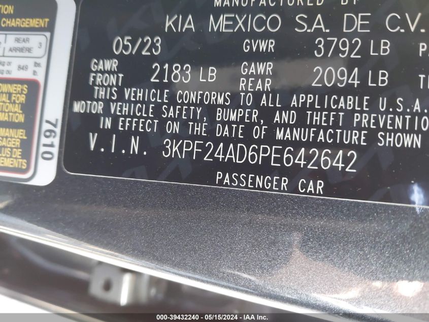 2023 KIA FORTE LXS - 3KPF24AD6PE642642