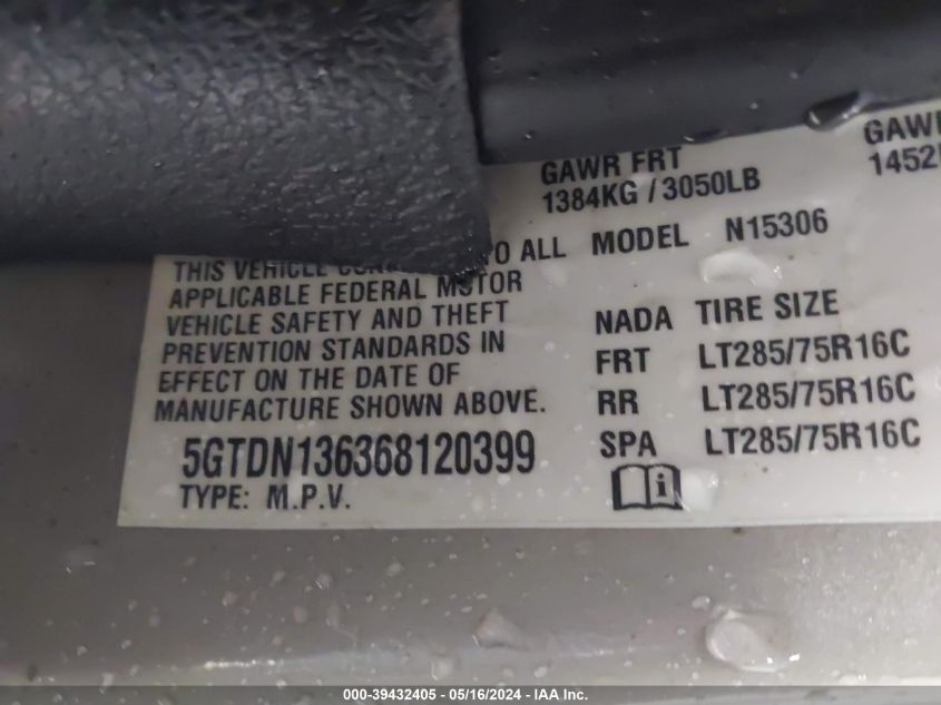 2006 Hummer H3 Suv VIN: 5GTDN136368120399 Lot: 39432405