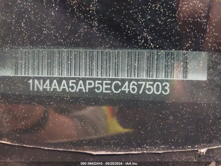 2014 Nissan Maxima 3.5 S/3.5 Sv VIN: 1N4AA5AP5EC467503 Lot: 39432410