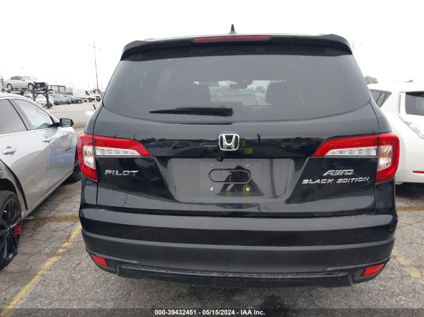 2020 Honda Pilot Awd Black Edition VIN: 5FNYF6H7XLB049931 Lot: 39432451
