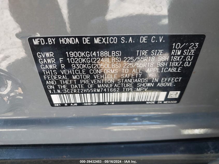 2024 HONDA HR-V SPORT - 3CZRZ2H55RM741662