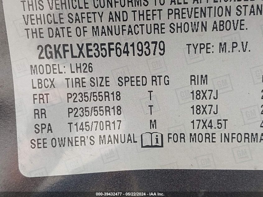 2015 GMC Terrain Slt-1 VIN: 2GKFLXE35F6419379 Lot: 39432477