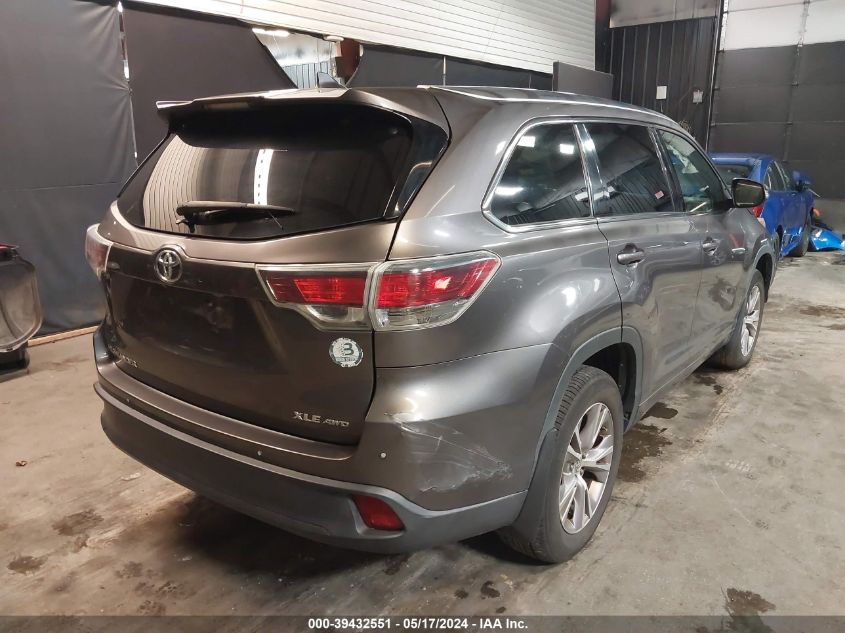 2015 Toyota Highlander Xle V6 VIN: 5TDJKRFH8FS137824 Lot: 39432551