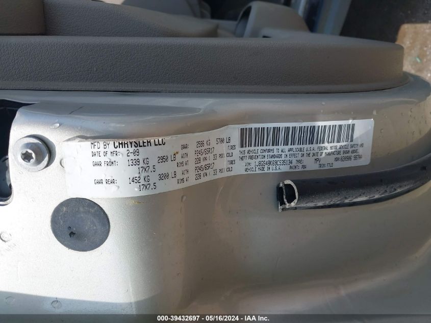 2009 Jeep Grand Cherokee Laredo VIN: 1J8GS48K69C535134 Lot: 39432697