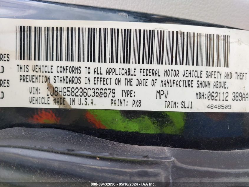 2006 Jeep Commander Limited VIN: 1J8HG58236C366679 Lot: 39432890