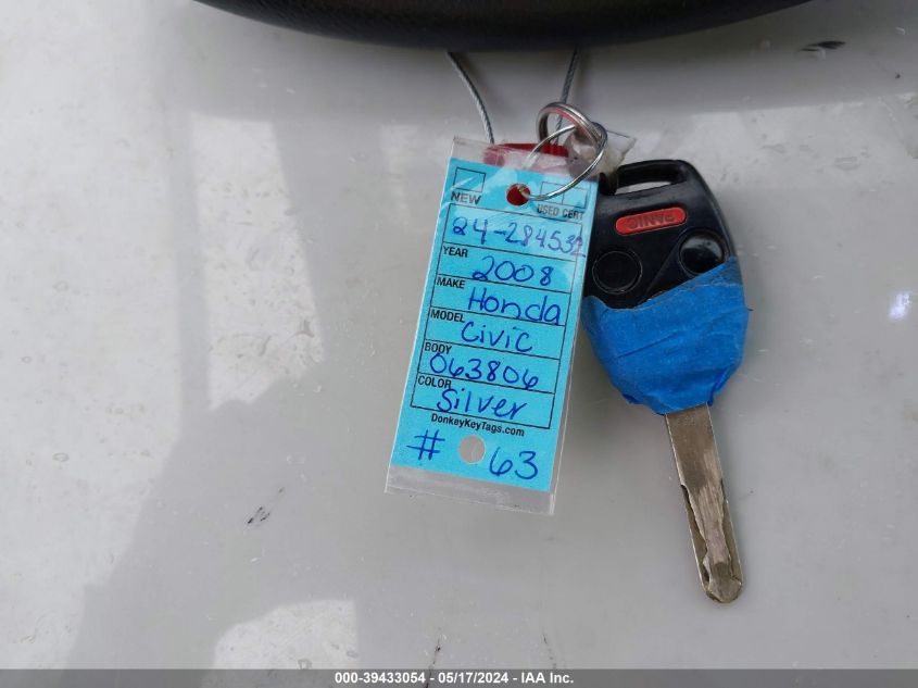2008 Honda Civic Ex VIN: 1HGFA15868L063806 Lot: 39433054