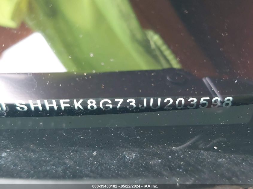 2018 Honda Civic Type R Touring VIN: SHHFK8G73JU203598 Lot: 39433182