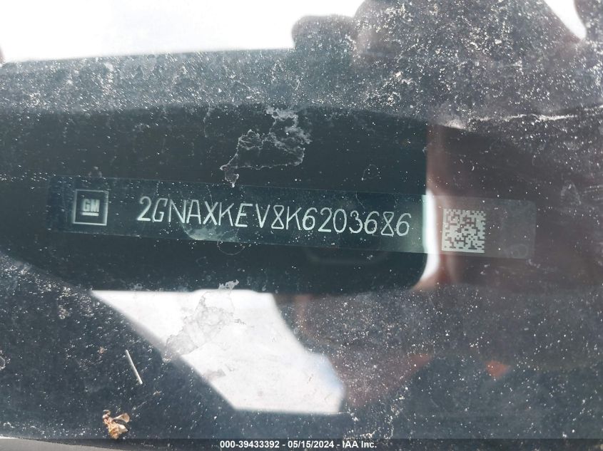 2019 Chevrolet Equinox Lt VIN: 2GNAXKEV8K6203686 Lot: 39433392