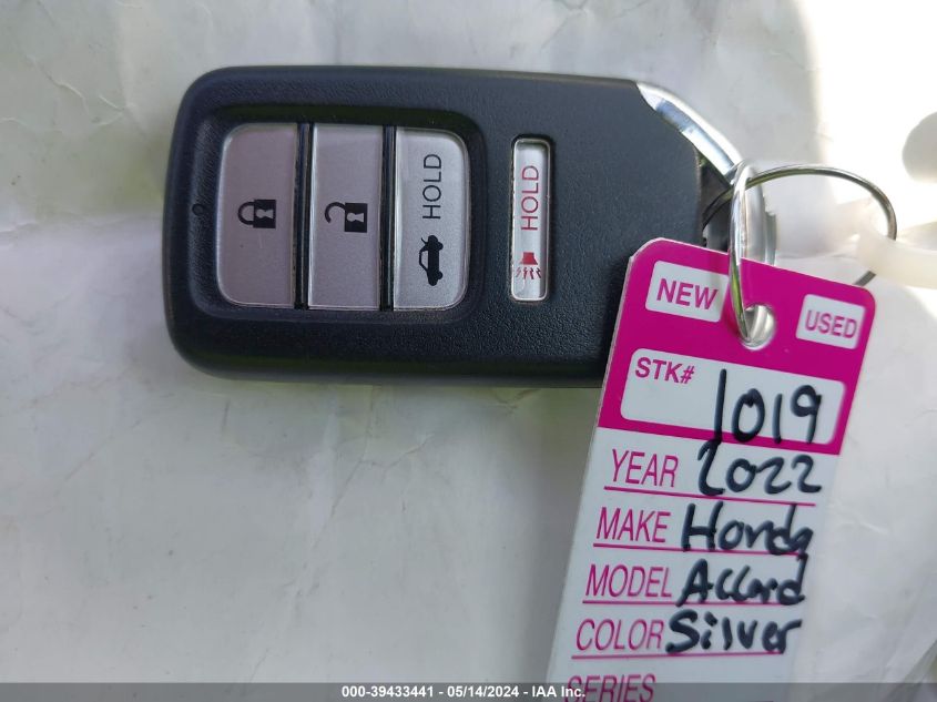 2022 Honda Accord Lx VIN: 1HGCV1F10NA027612 Lot: 39433441