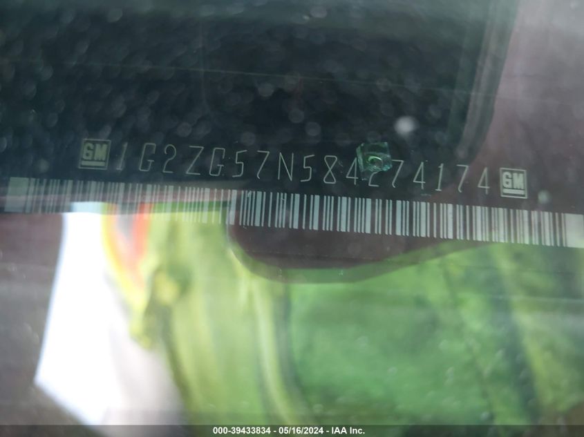 2008 Pontiac G6 Se VIN: 1G2ZG57N584274174 Lot: 39433834