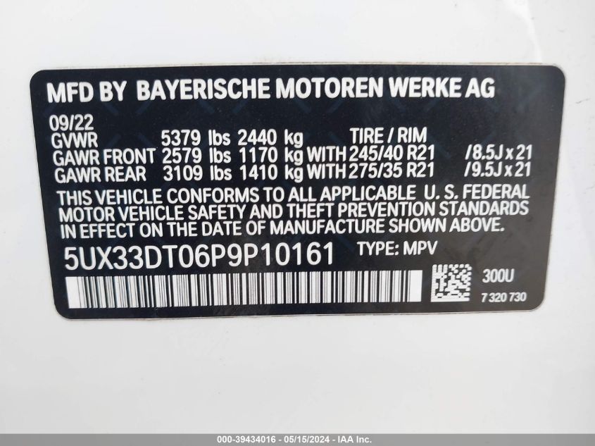 2023 BMW X4 XDRIVE30I - 5UX33DT06P9P10161