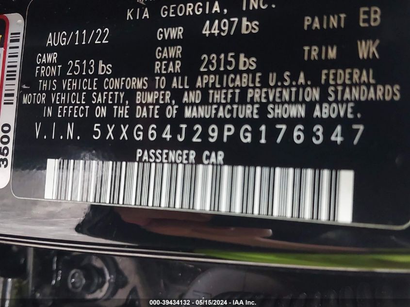 2023 Kia K5 Gt-Line VIN: 5XXG64J29PG176347 Lot: 39434132