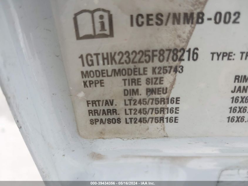 2005 GMC Sierra 2500Hd Sle/Slt/Work Truck VIN: 1GTHK23225F878216 Lot: 39434356