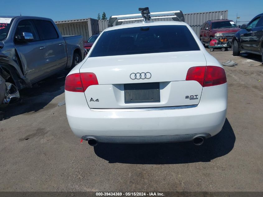 2007 Audi A4 2.0T VIN: WAUDF98E27A056933 Lot: 39434369
