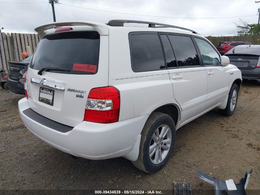 2007 Toyota Highlander Hybrid V6 VIN: JTEHW21A570048863 Lot: 39434539