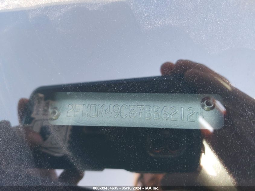 2007 Ford Edge Sel Plus VIN: 2FMDK49C87BB62124 Lot: 39434635