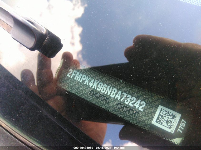 2022 Ford Edge Titanium VIN: 2FMPK4K96NBA73242 Lot: 39435059