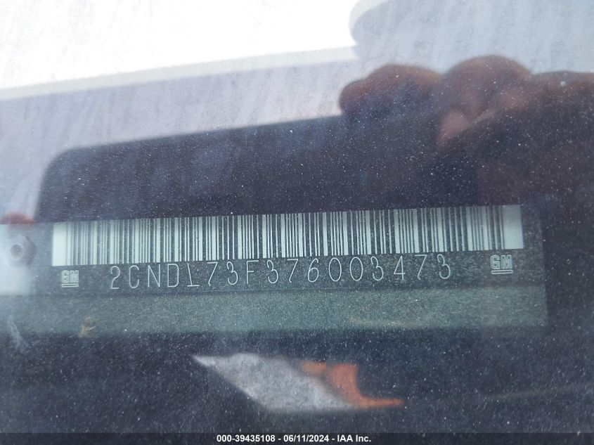 2007 Chevrolet Equinox Lt VIN: 2CNDL73F376003473 Lot: 39435108