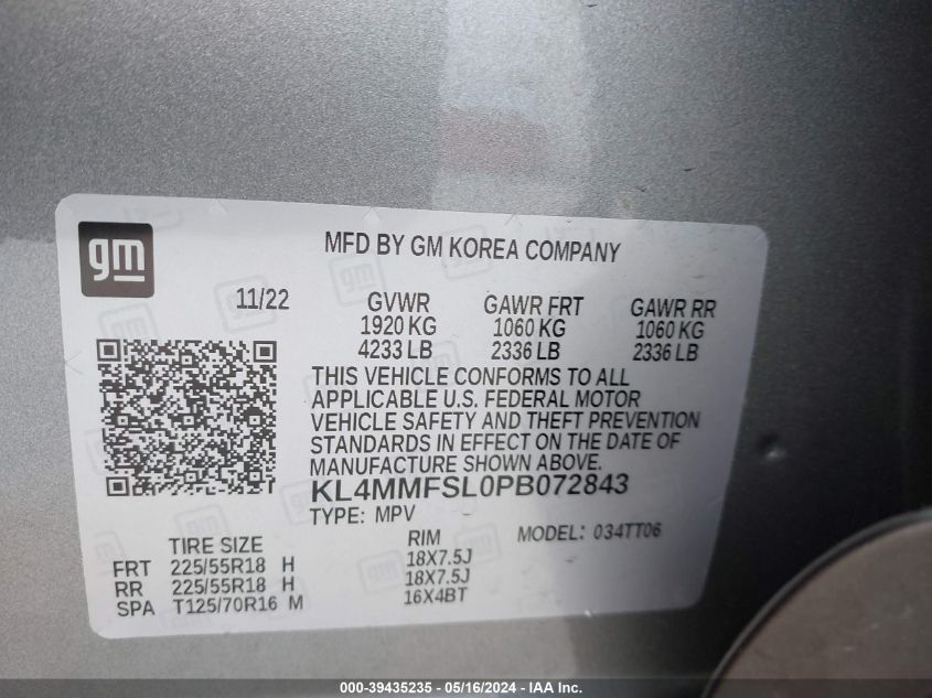 2023 Buick Encore Gx Essence Fwd VIN: KL4MMFSL0PB072843 Lot: 39435235