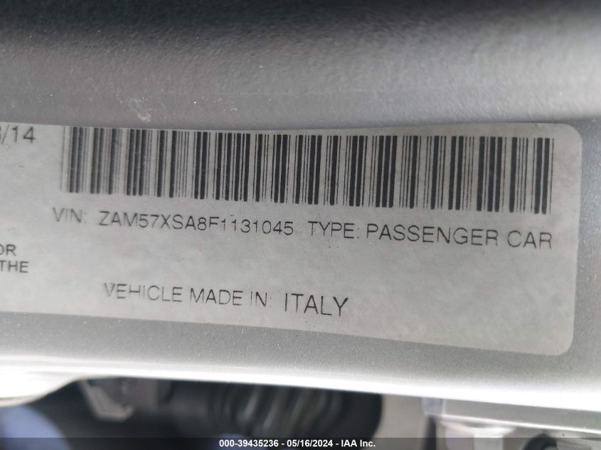 2015 Maserati Ghibli VIN: ZAM57XSA8F1131045 Lot: 39435236