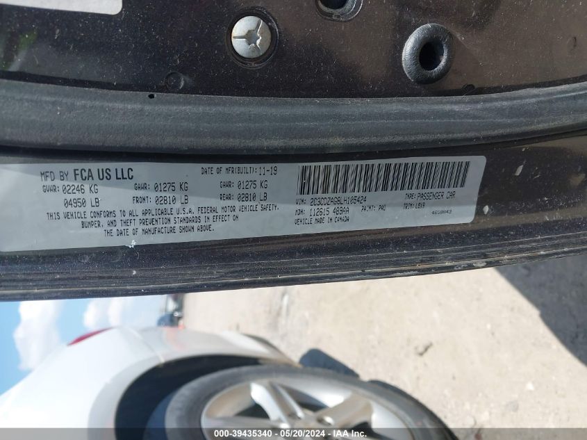 2020 Dodge Challenger Sxt VIN: 2C3CDZAG8LH105424 Lot: 39435340