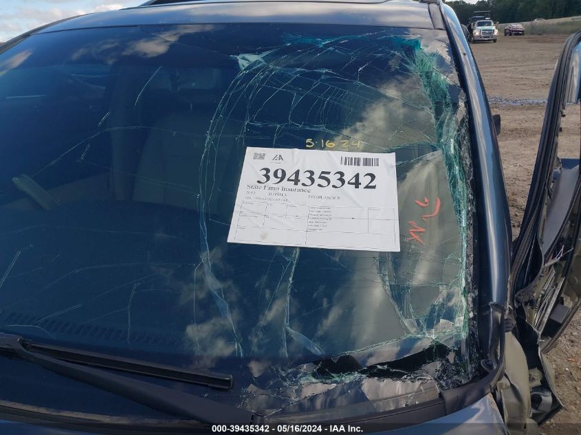 2012 Toyota Highlander Se V6 VIN: 5TDZK3EH2CS081568 Lot: 39435342