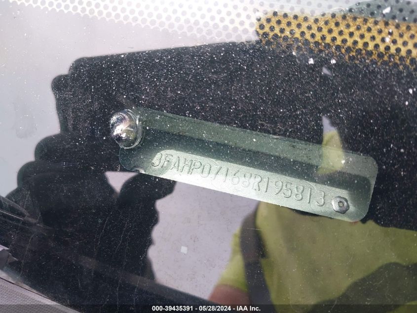 2008 Ford Fusion Se VIN: 3FAHP07168R195813 Lot: 39435391