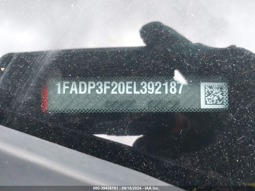 2014 Ford Focus Se VIN: 1FADP3F20EL392187 Lot: 39435761