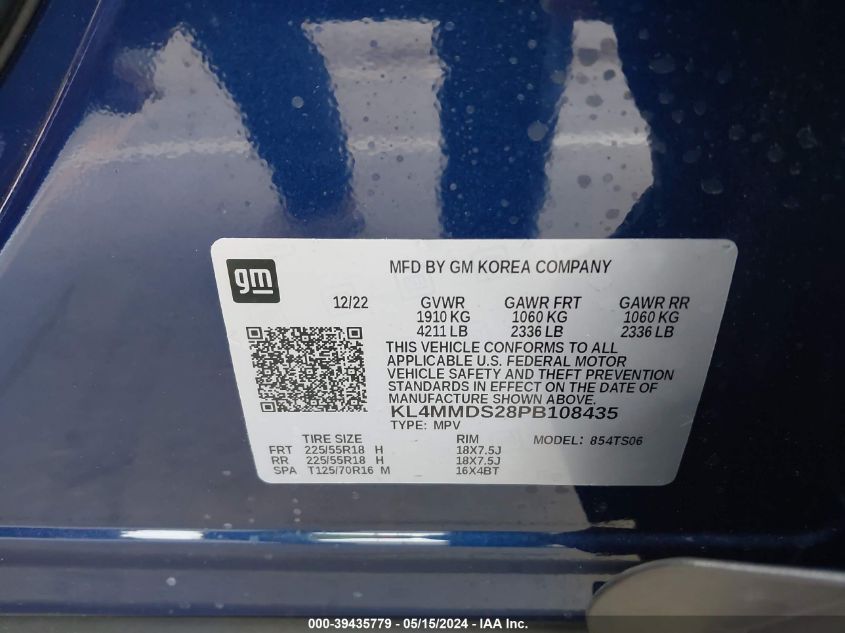 2023 Buick Encore Gx Select Fwd VIN: KL4MMDS28PB108435 Lot: 39435779